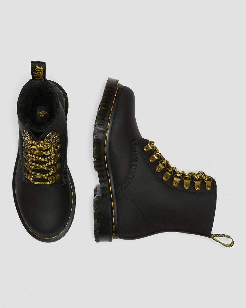 Dr Martens 1460 Pascal DM's Wintergrip Læder Snørestøvler Dame Sort | DK 185PJJ